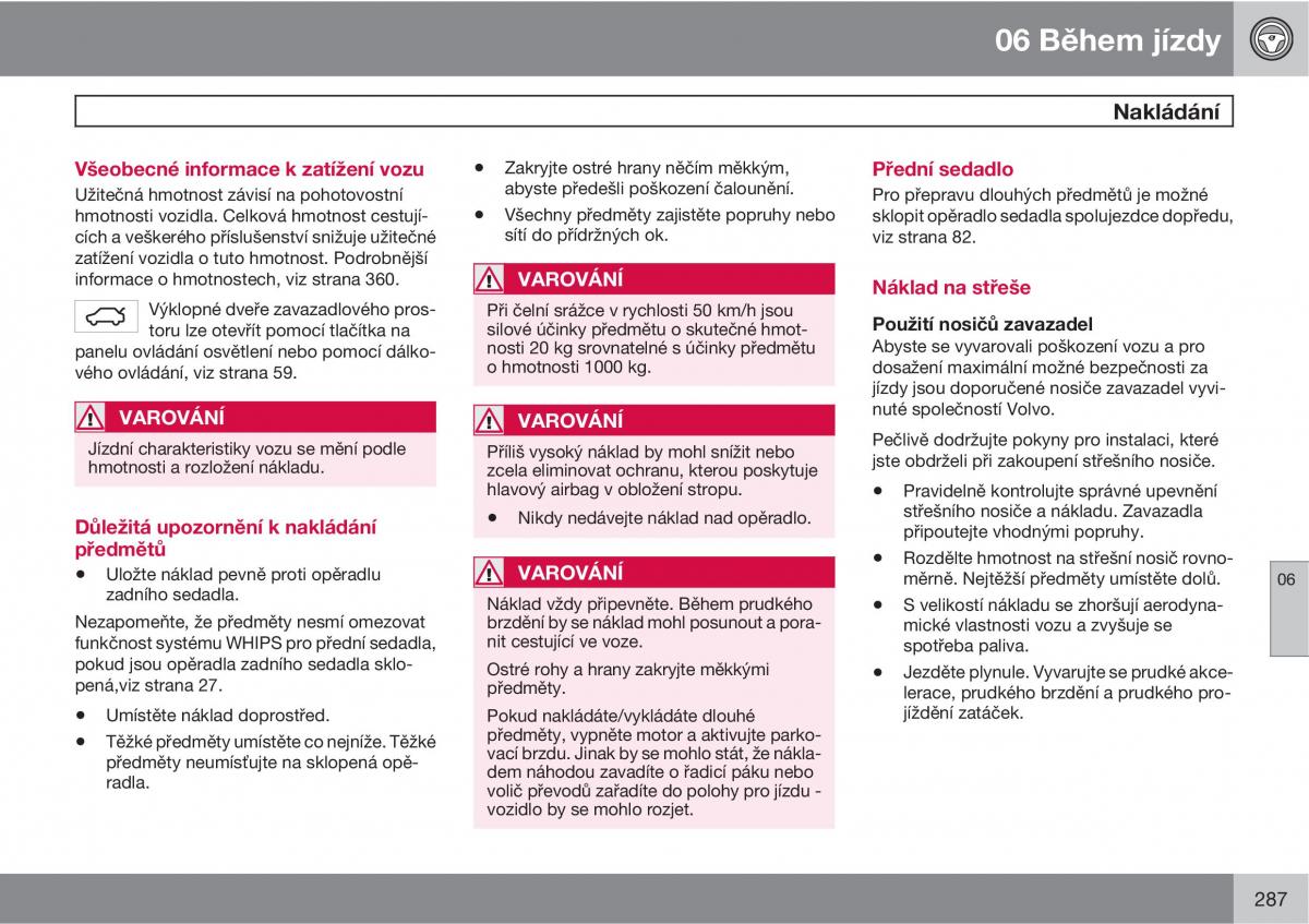 Volvo XC60 I 1 navod k obsludze / page 289