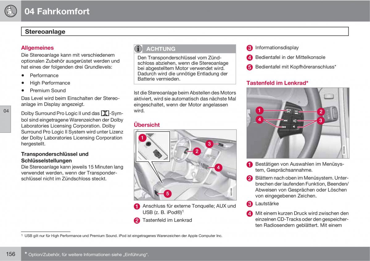 manual  Volvo XC60 I 1 Handbuch / page 156