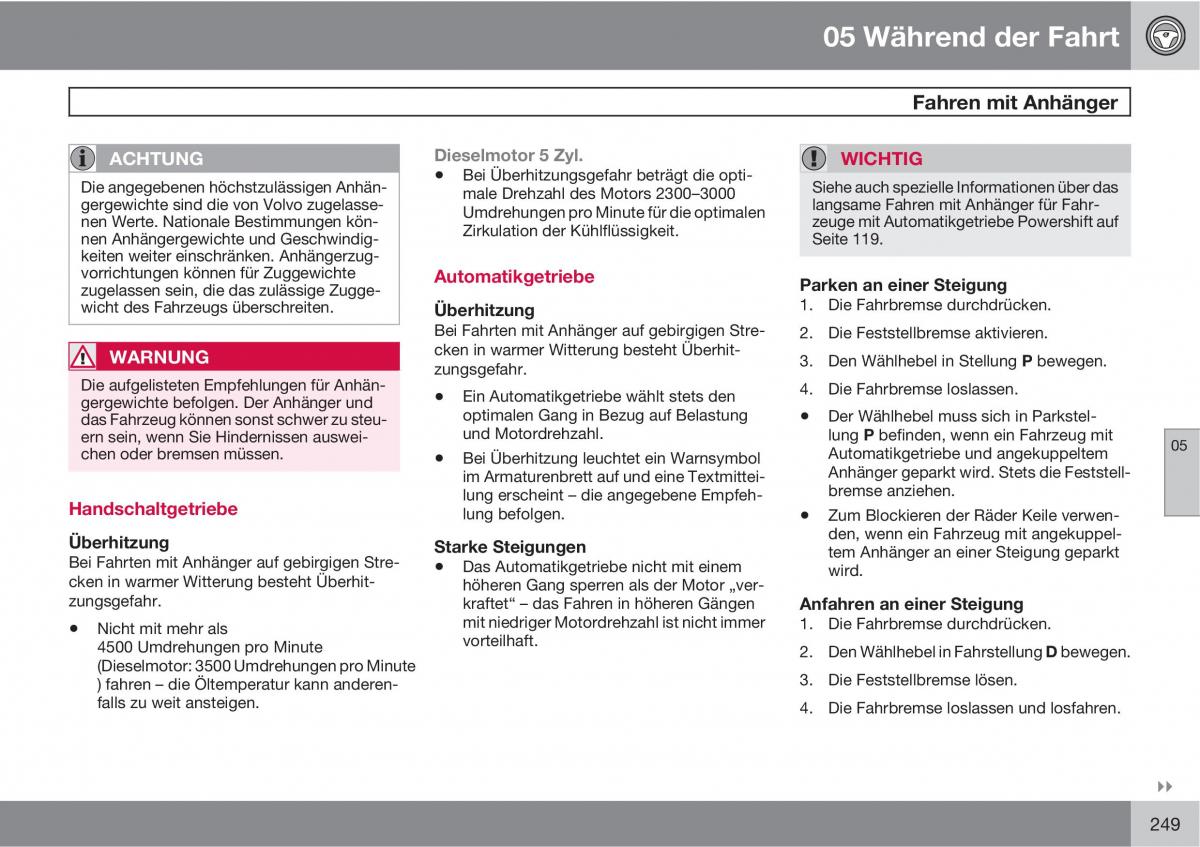 manual  Volvo XC60 I 1 Handbuch / page 249