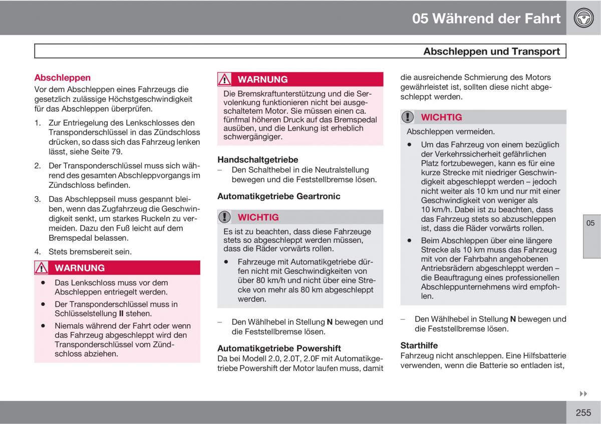 manual  Volvo XC60 I 1 Handbuch / page 255