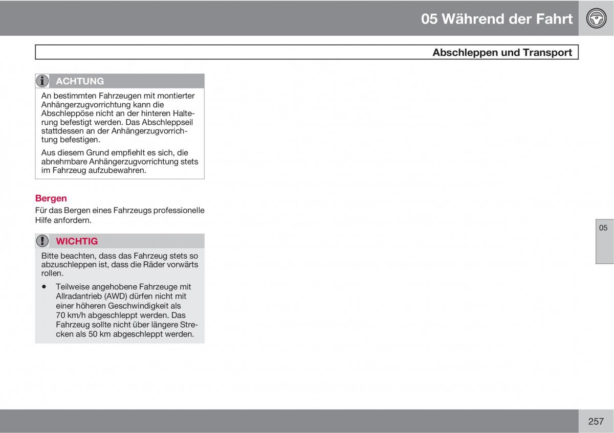 manual  Volvo XC60 I 1 Handbuch / page 257