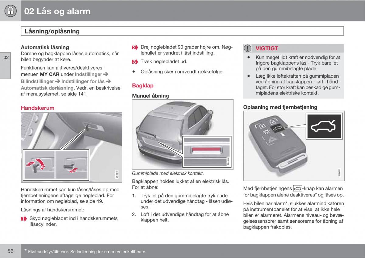 Volvo XC60 I 1 Bilens instruktionsbog / page 58