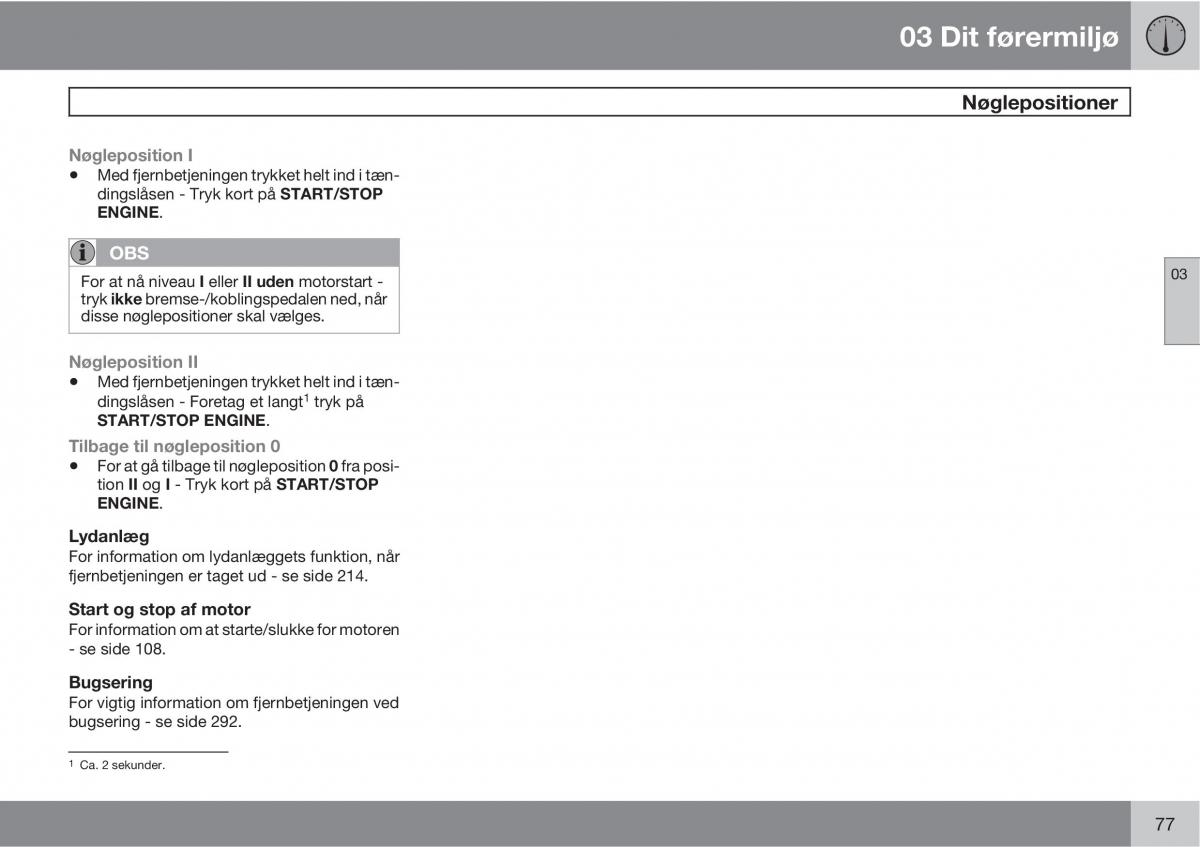 Volvo XC60 I 1 Bilens instruktionsbog / page 79