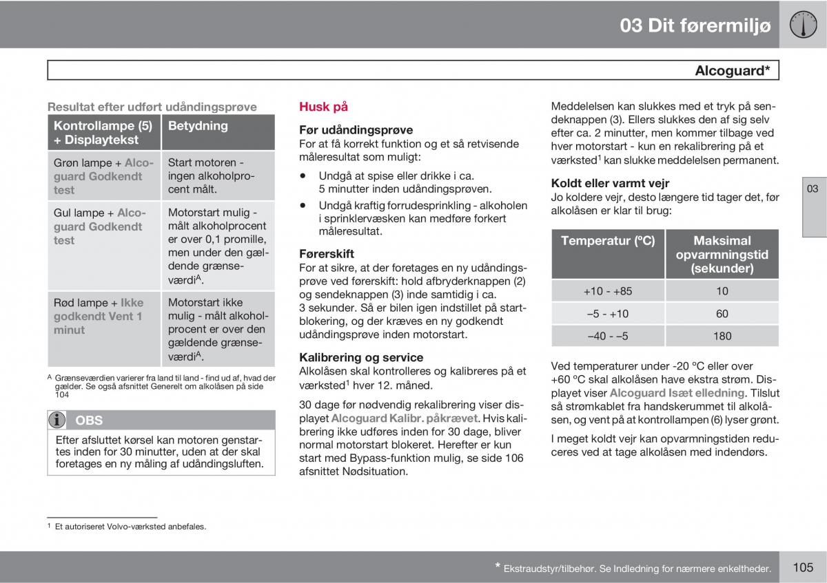 Volvo XC60 I 1 Bilens instruktionsbog / page 107