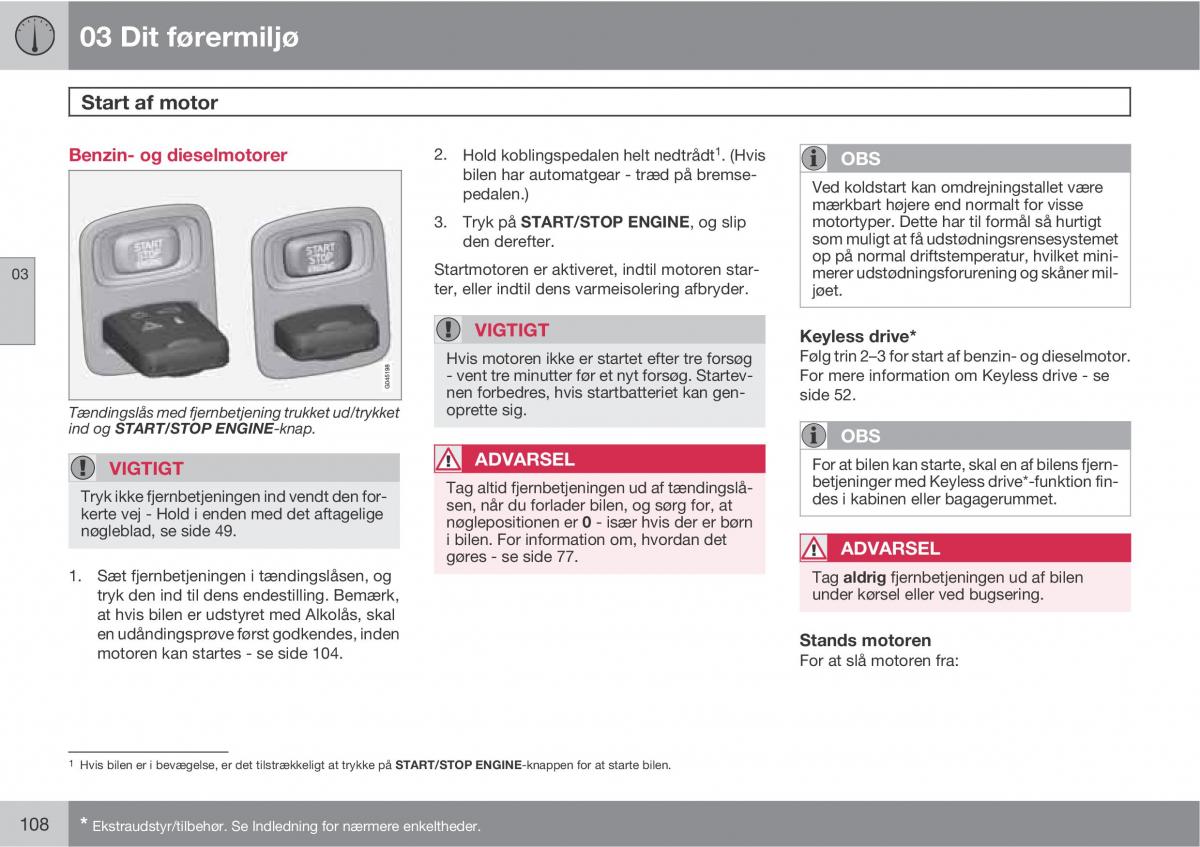 Volvo XC60 I 1 Bilens instruktionsbog / page 110