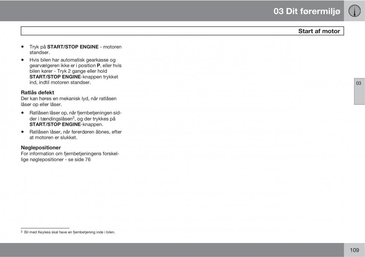 Volvo XC60 I 1 Bilens instruktionsbog / page 111