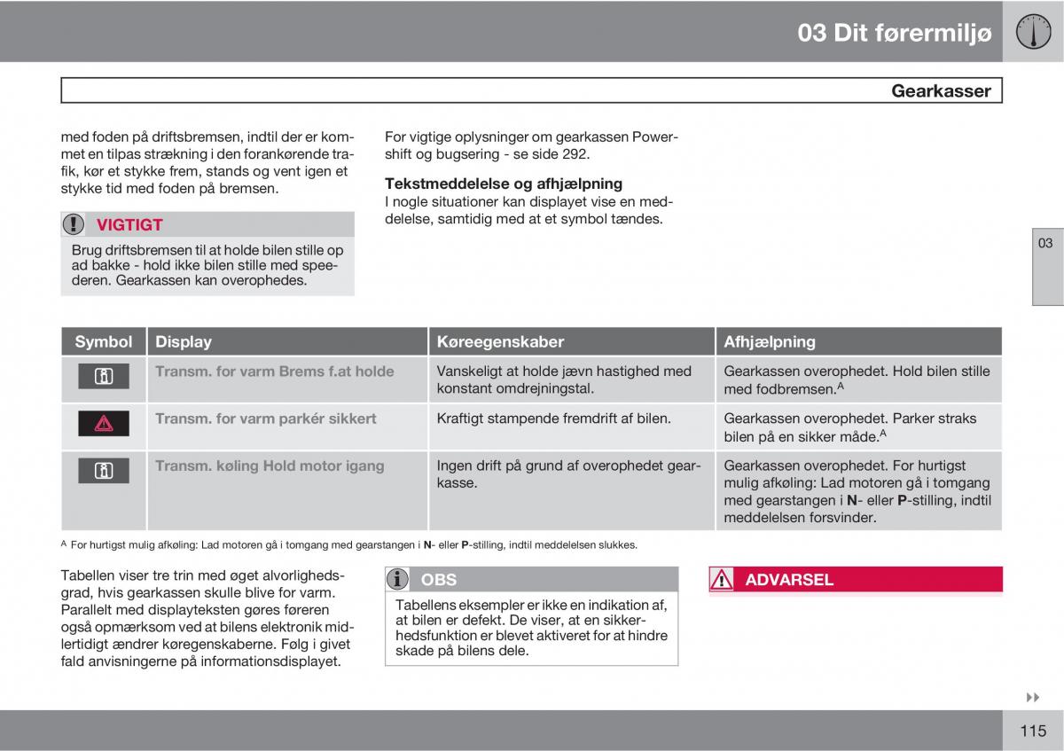 Volvo XC60 I 1 Bilens instruktionsbog / page 117