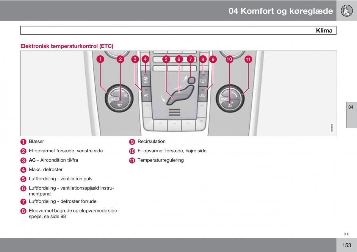 Volvo XC60 I 1 Bilens instruktionsbog / page 155