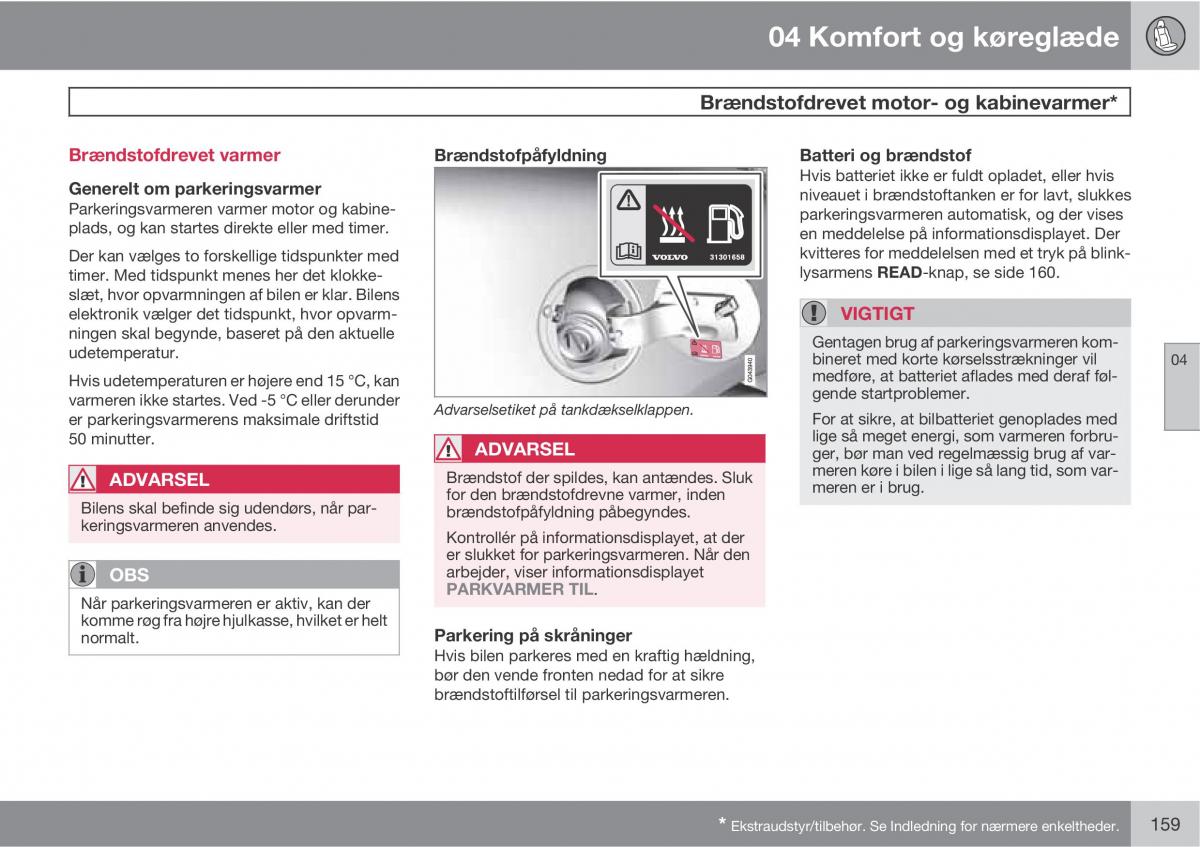 Volvo XC60 I 1 Bilens instruktionsbog / page 161