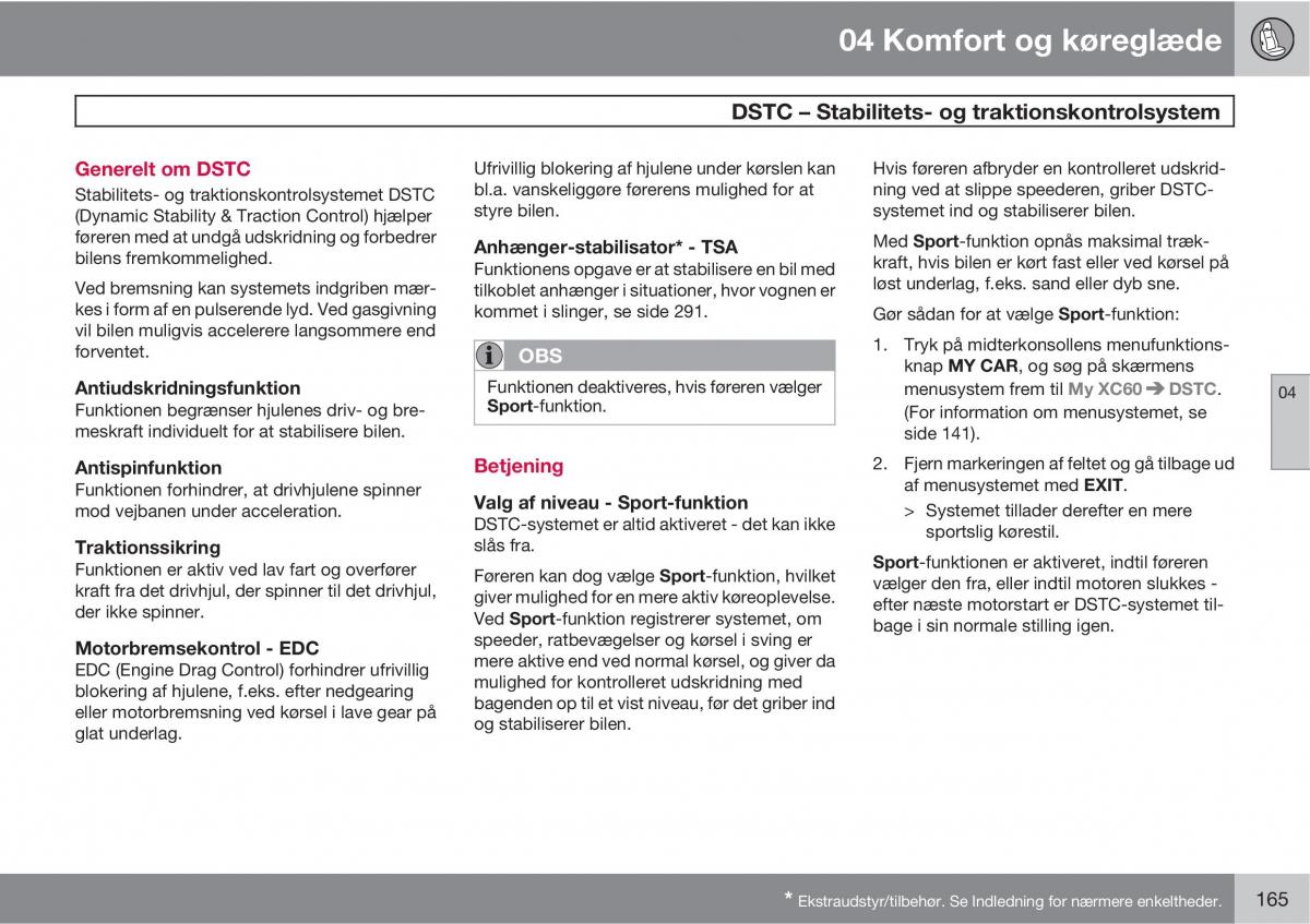 Volvo XC60 I 1 Bilens instruktionsbog / page 167