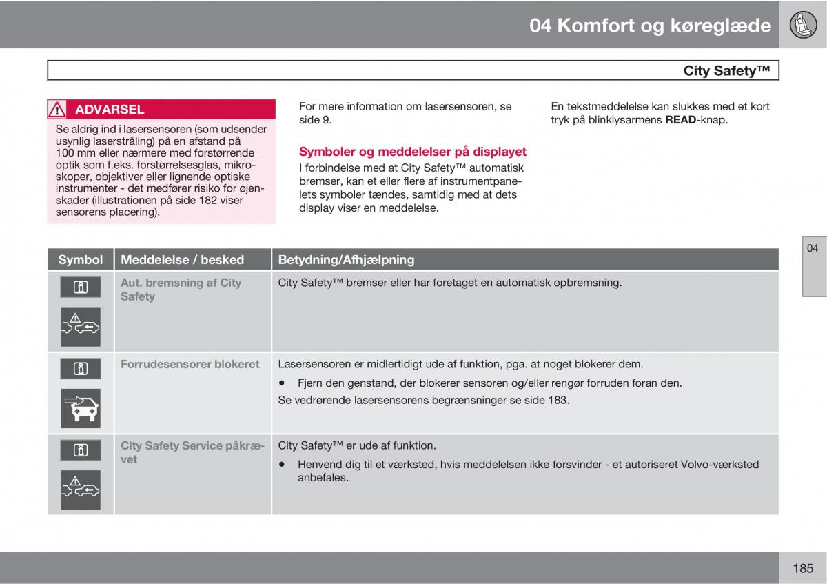 Volvo XC60 I 1 Bilens instruktionsbog / page 187