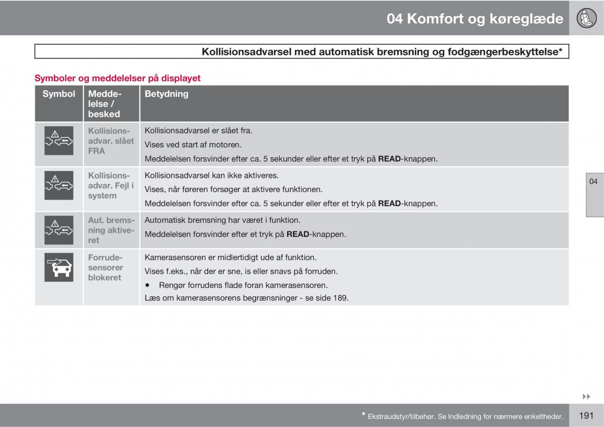 Volvo XC60 I 1 Bilens instruktionsbog / page 193