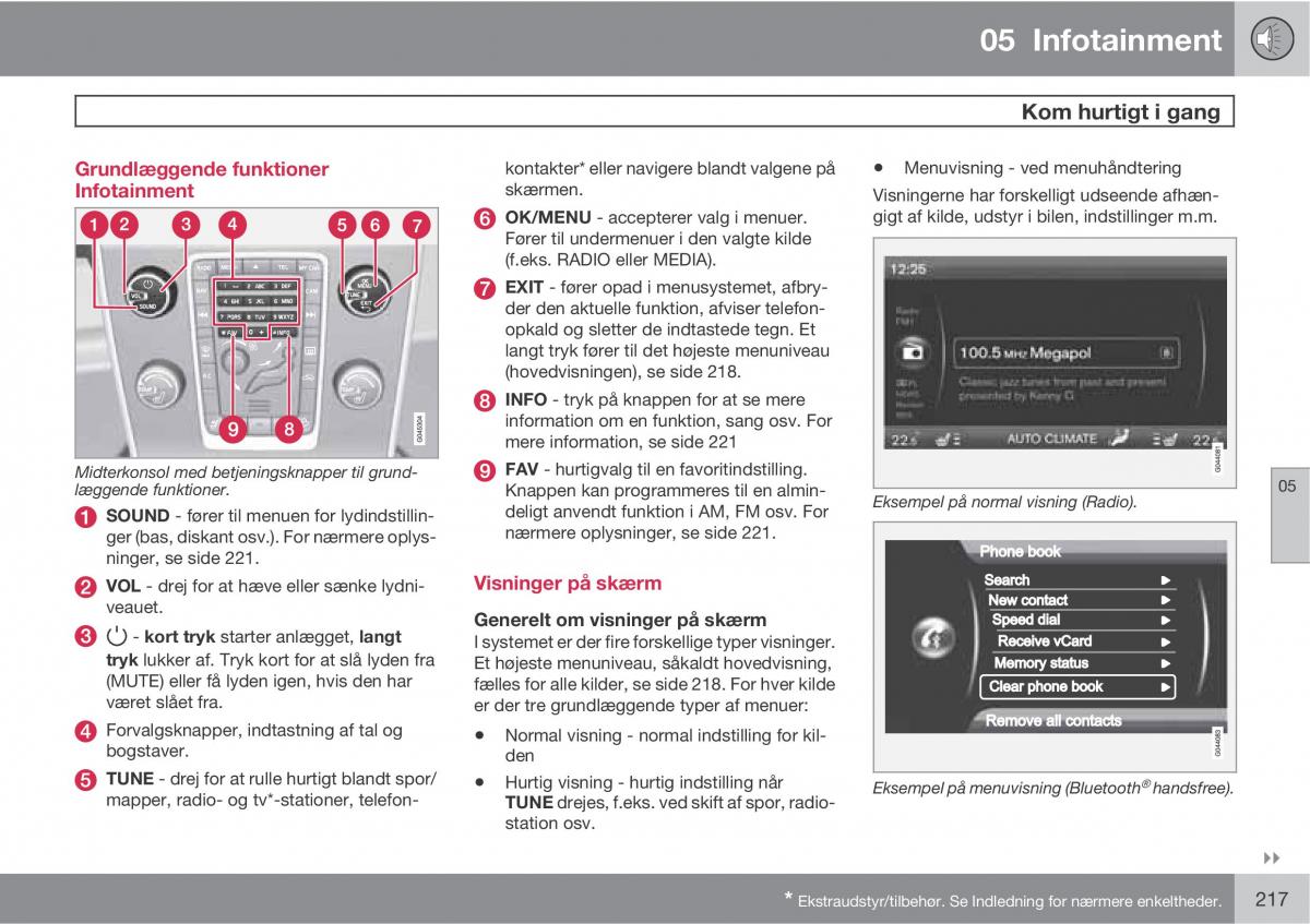 Volvo XC60 I 1 Bilens instruktionsbog / page 219