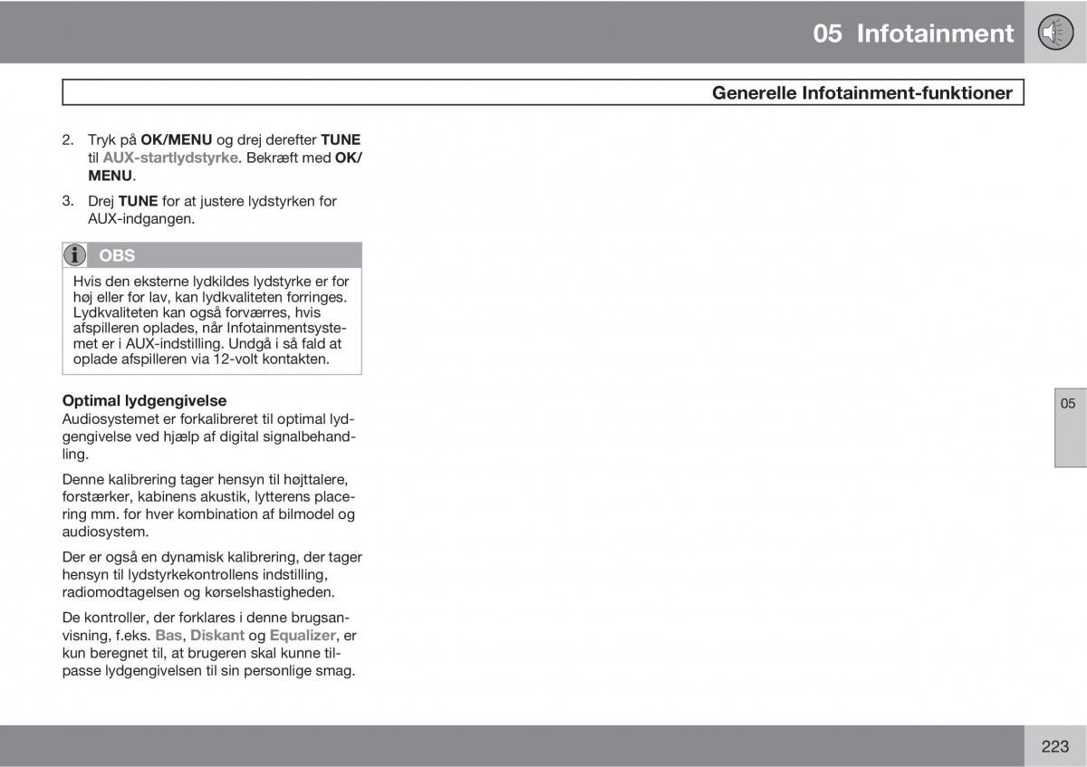 Volvo XC60 I 1 Bilens instruktionsbog / page 225