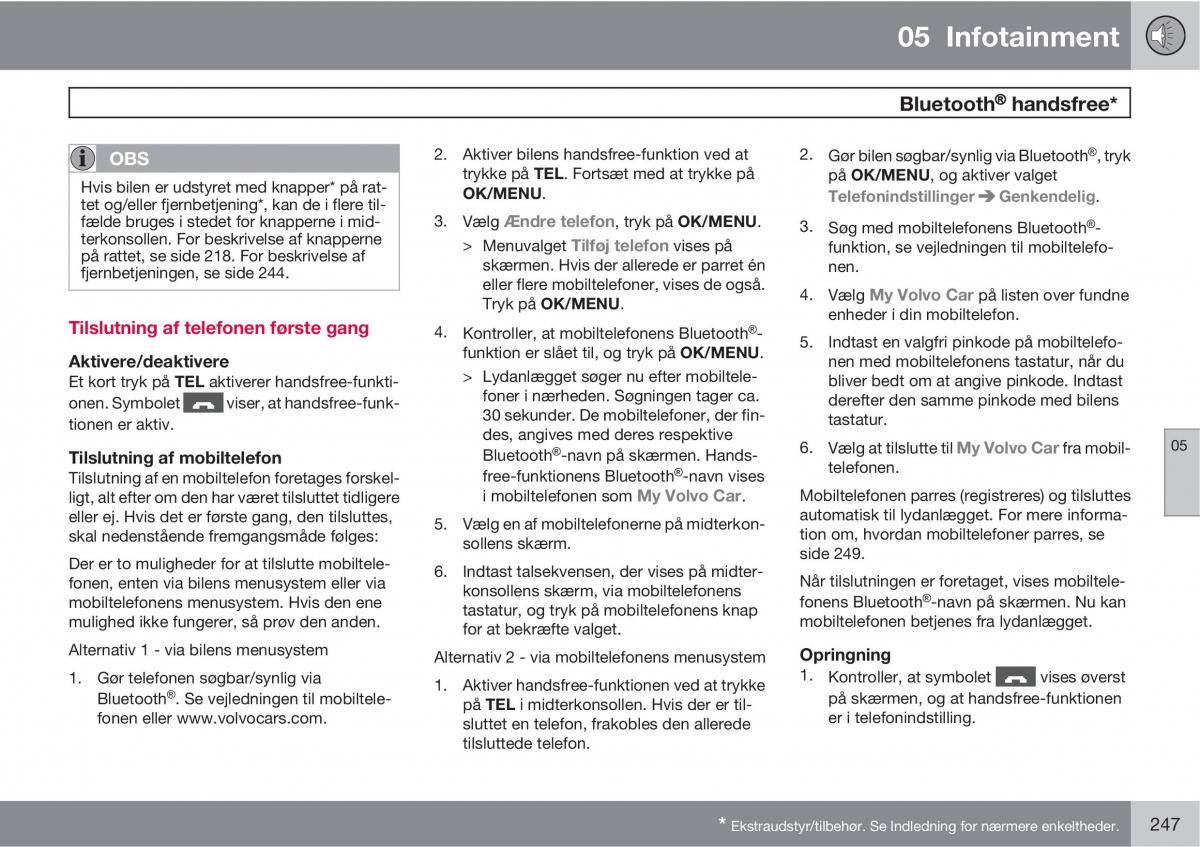 Volvo XC60 I 1 Bilens instruktionsbog / page 249