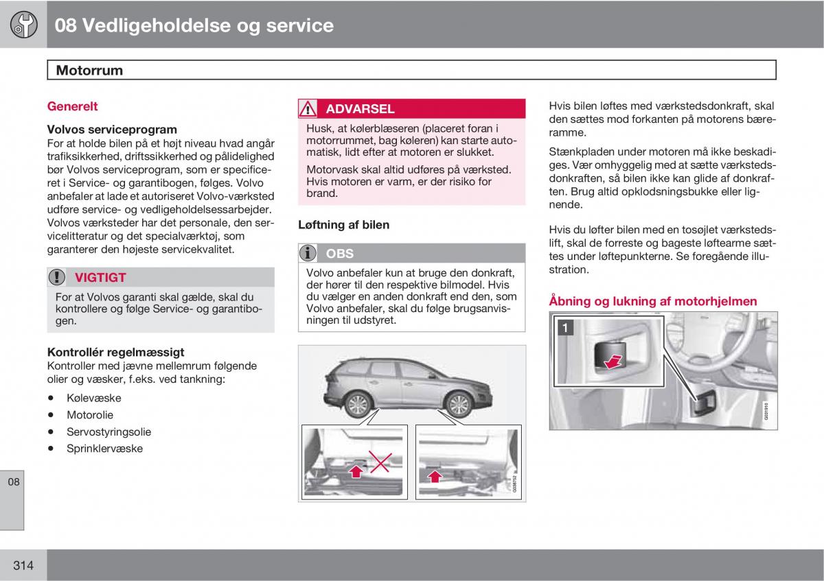 Volvo XC60 I 1 Bilens instruktionsbog / page 316