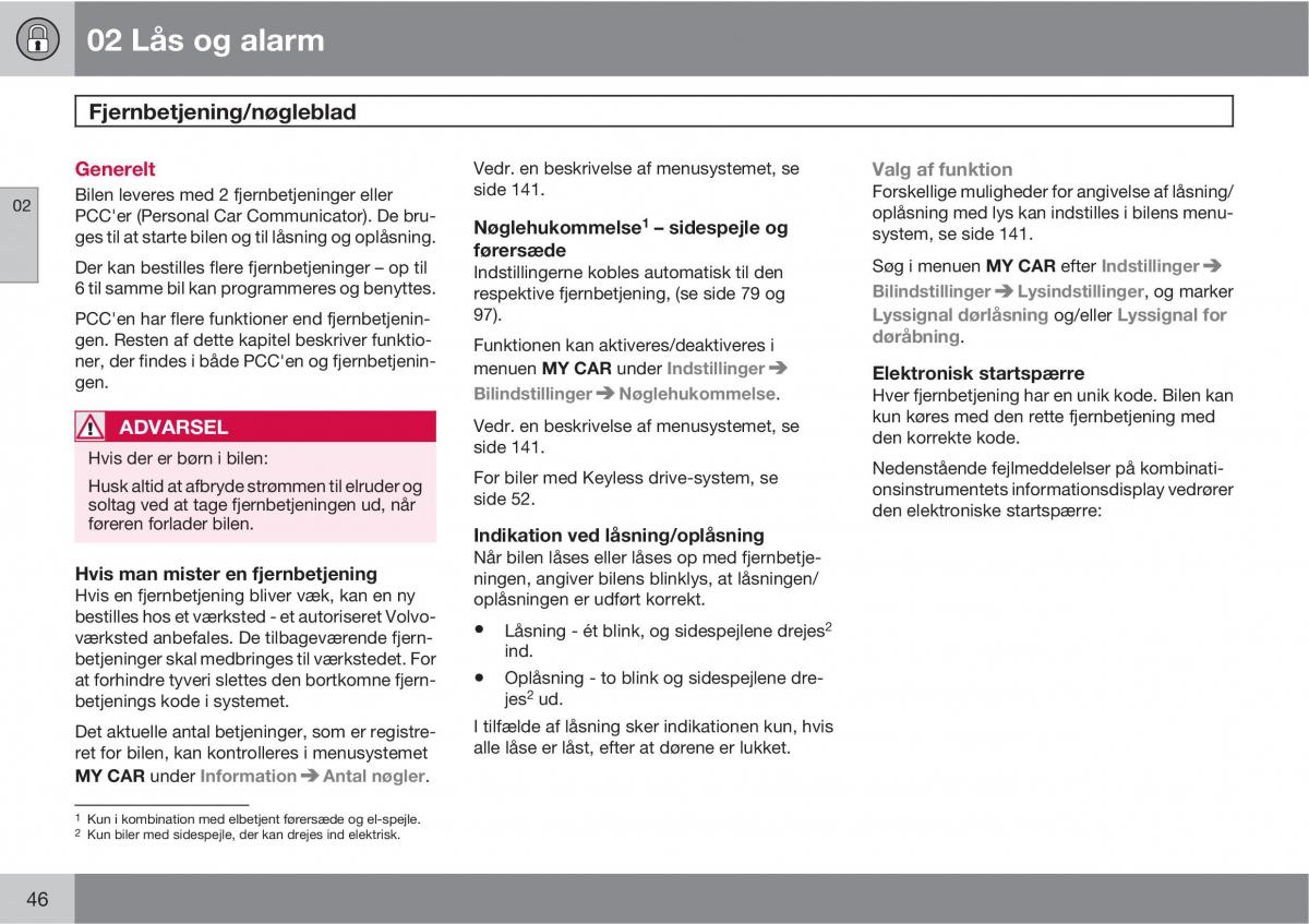 Volvo XC60 I 1 Bilens instruktionsbog / page 48