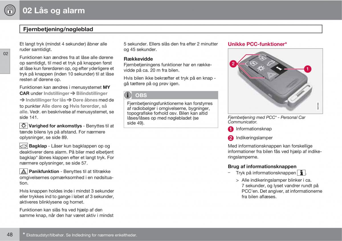 Volvo XC60 I 1 Bilens instruktionsbog / page 50