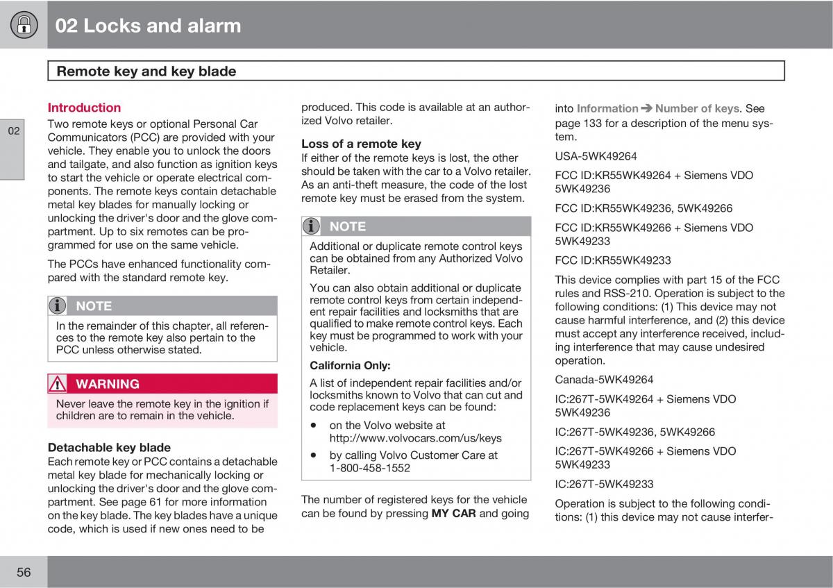 Volvo XC60 I 1 owners manual / page 56