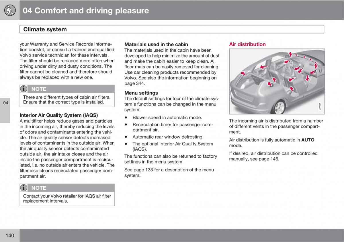 Volvo XC60 I 1 owners manual / page 140