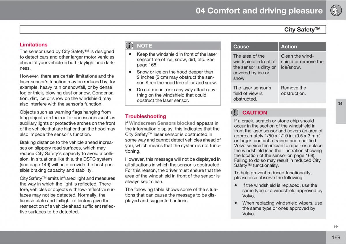 Volvo XC60 I 1 owners manual / page 169