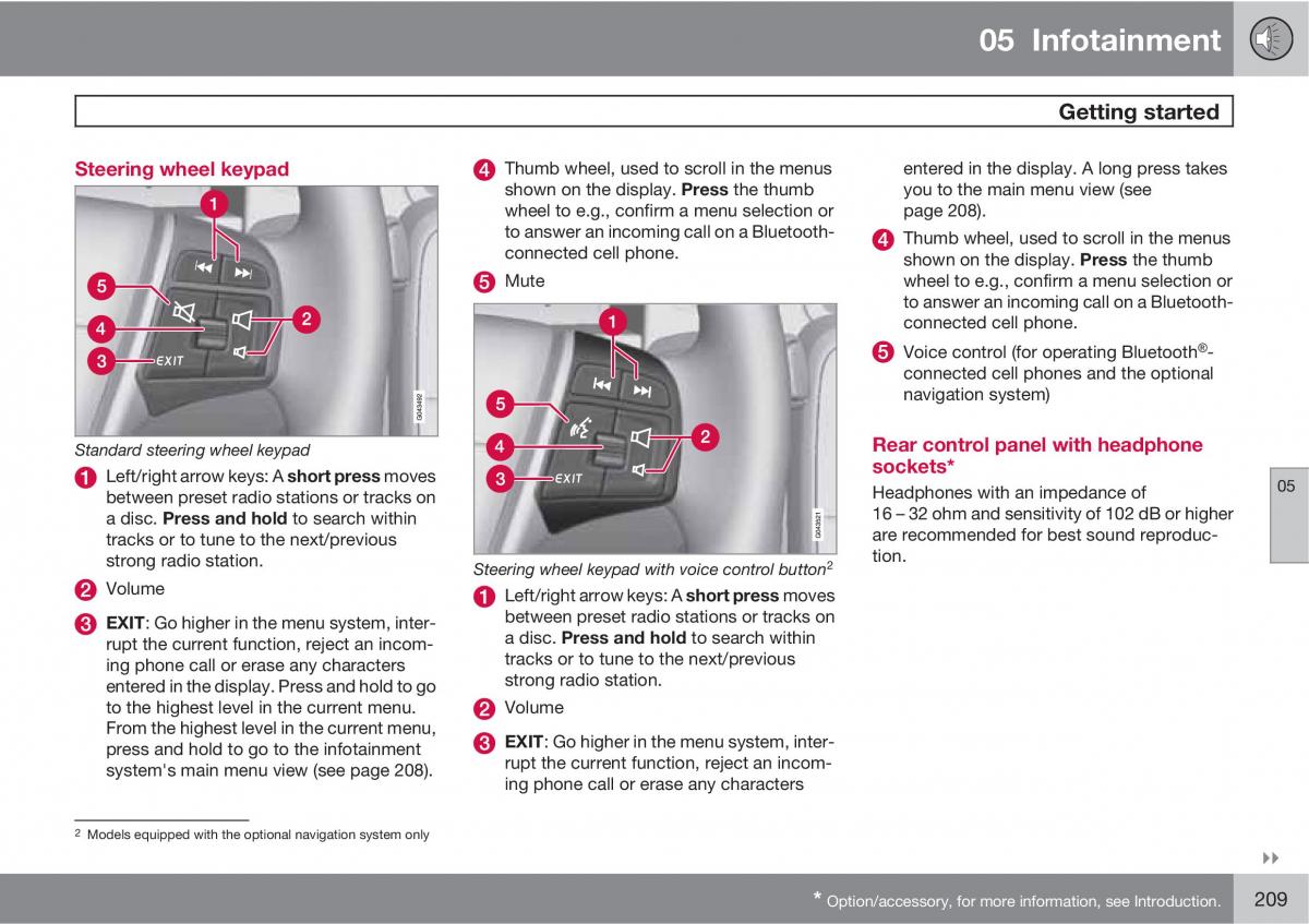 Volvo XC60 I 1 owners manual / page 209