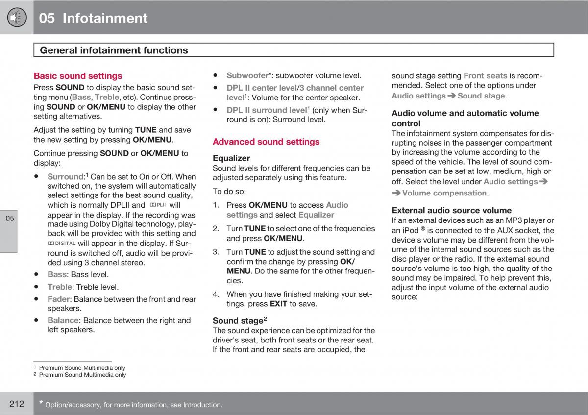 Volvo XC60 I 1 owners manual / page 212