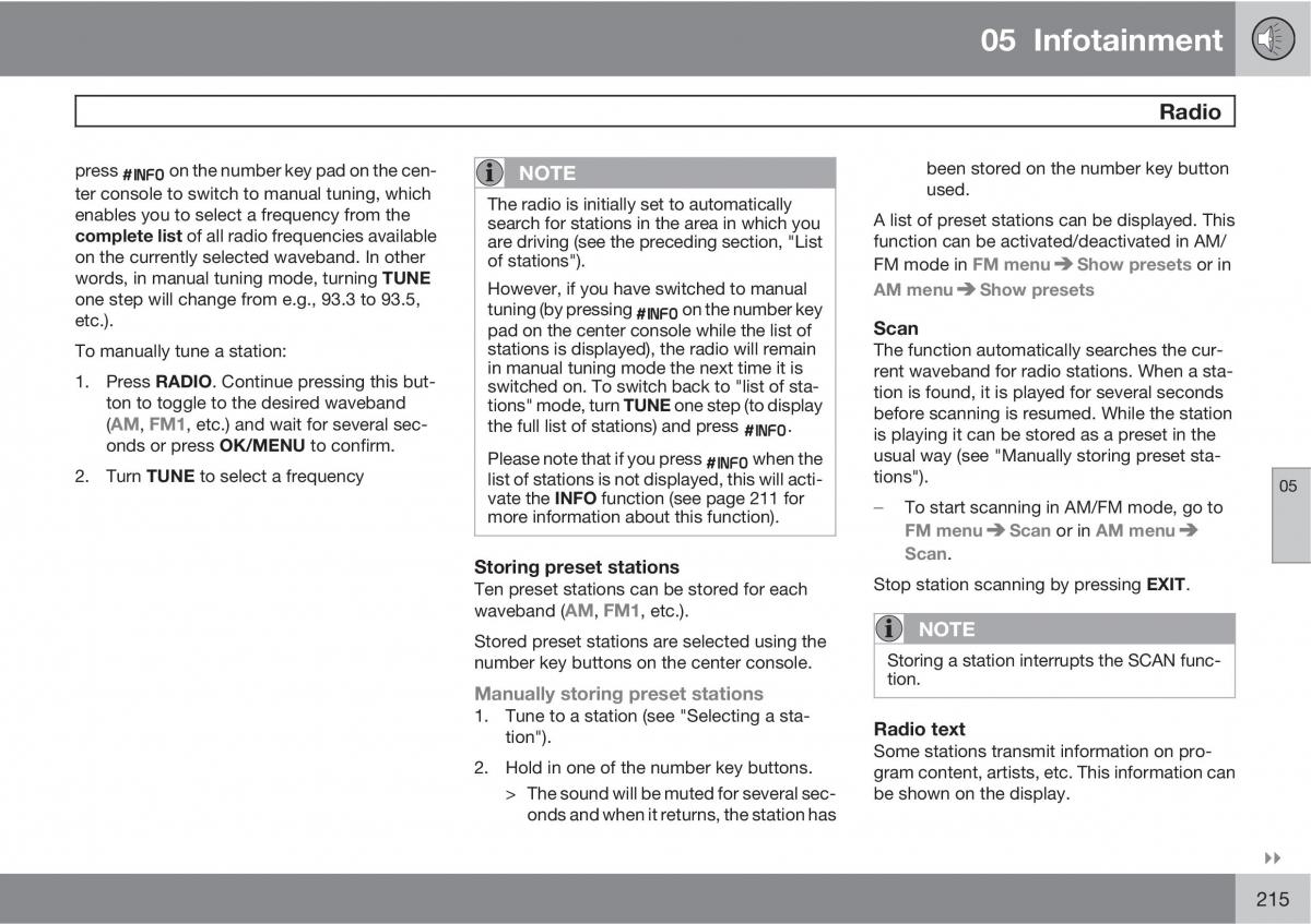 Volvo XC60 I 1 owners manual / page 215