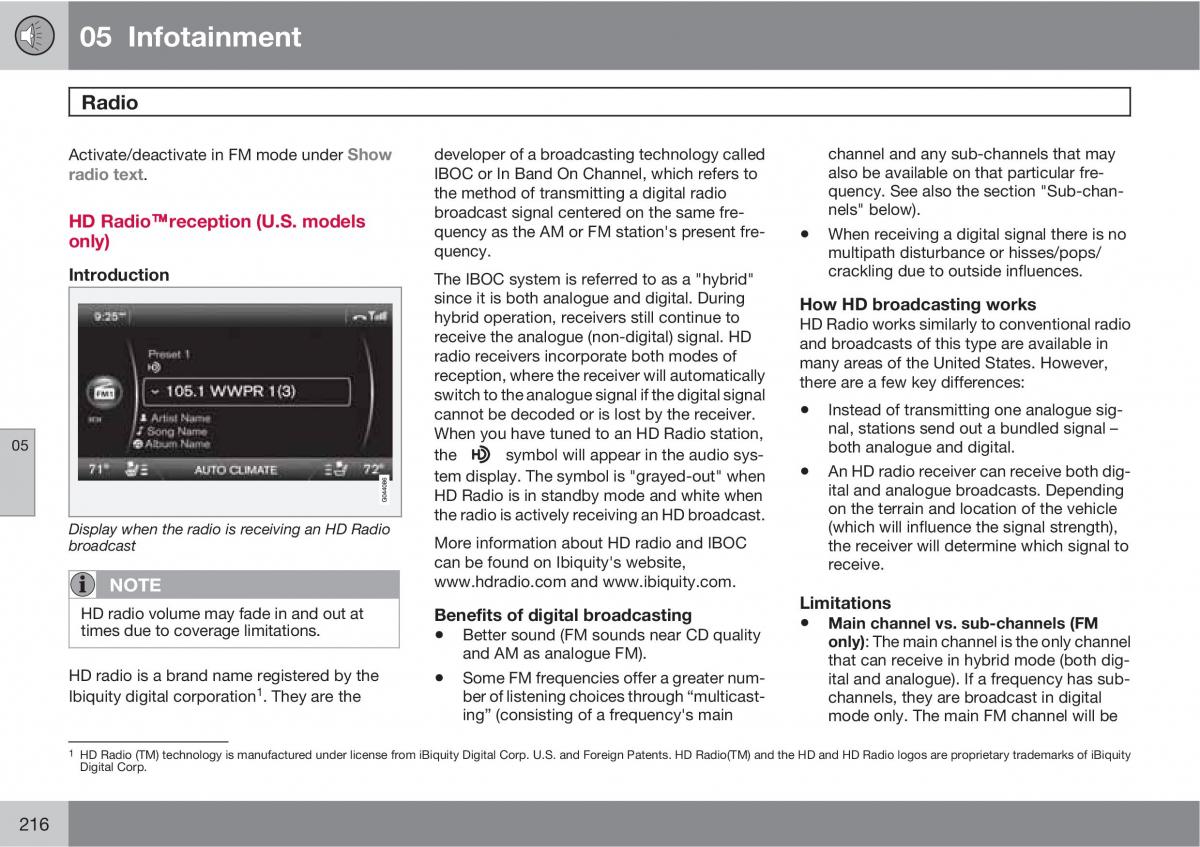 Volvo XC60 I 1 owners manual / page 216