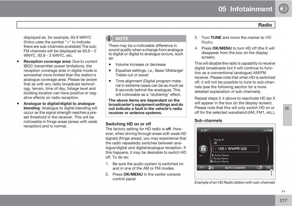 Volvo XC60 I 1 owners manual / page 217