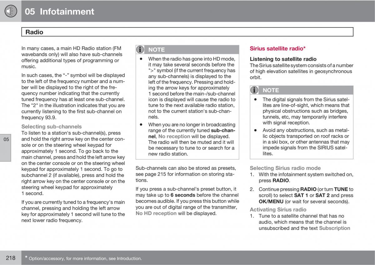 Volvo XC60 I 1 owners manual / page 218