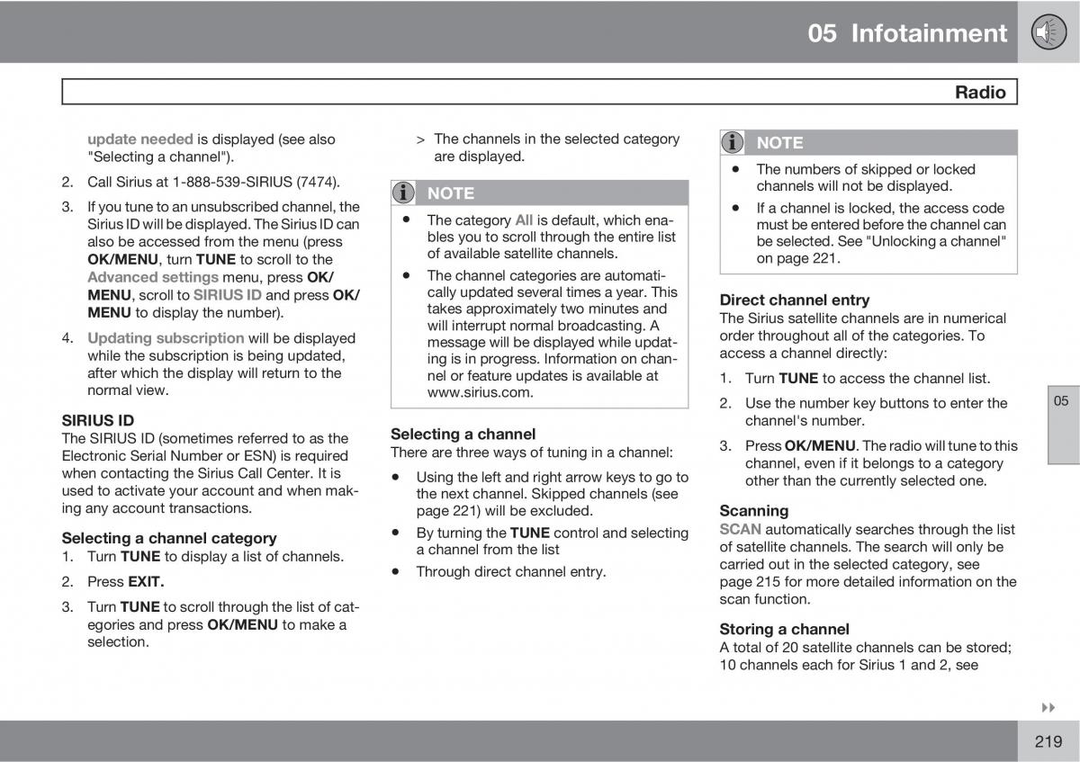 Volvo XC60 I 1 owners manual / page 219