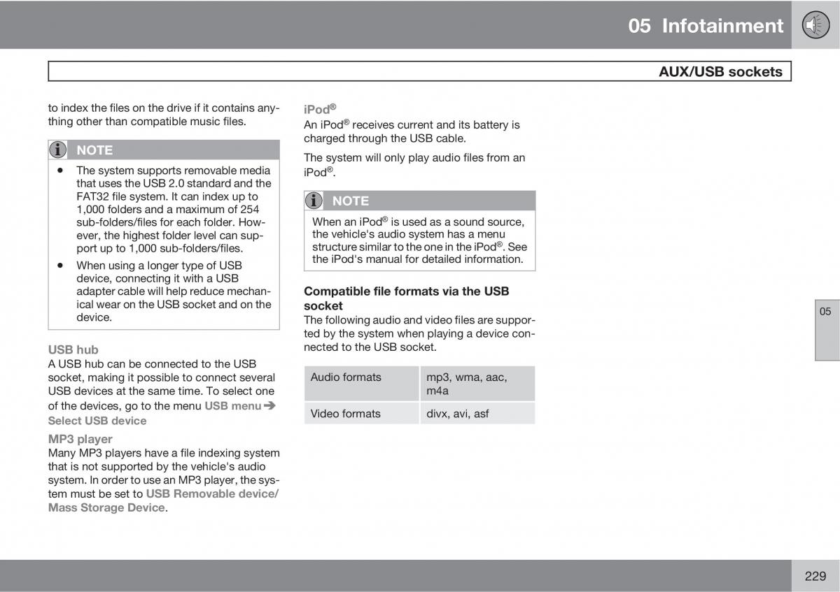 Volvo XC60 I 1 owners manual / page 229