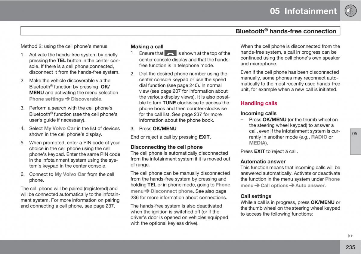 Volvo XC60 I 1 owners manual / page 235