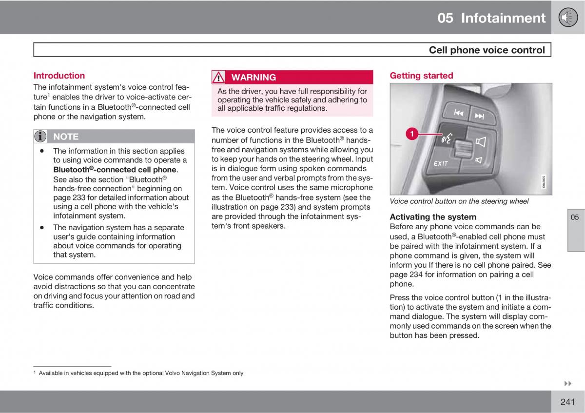 Volvo XC60 I 1 owners manual / page 241