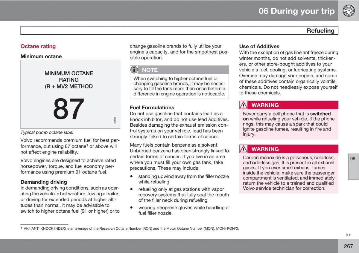 Volvo XC60 I 1 owners manual / page 267