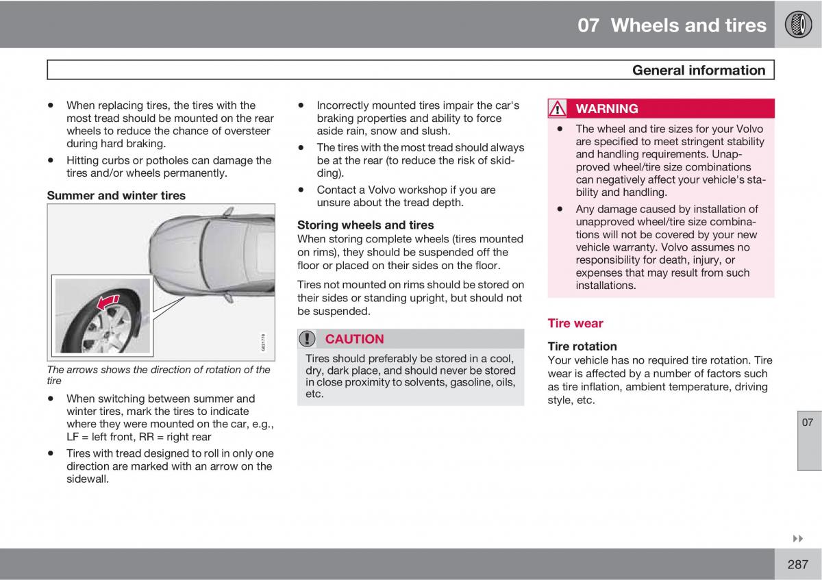 Volvo XC60 I 1 owners manual / page 287