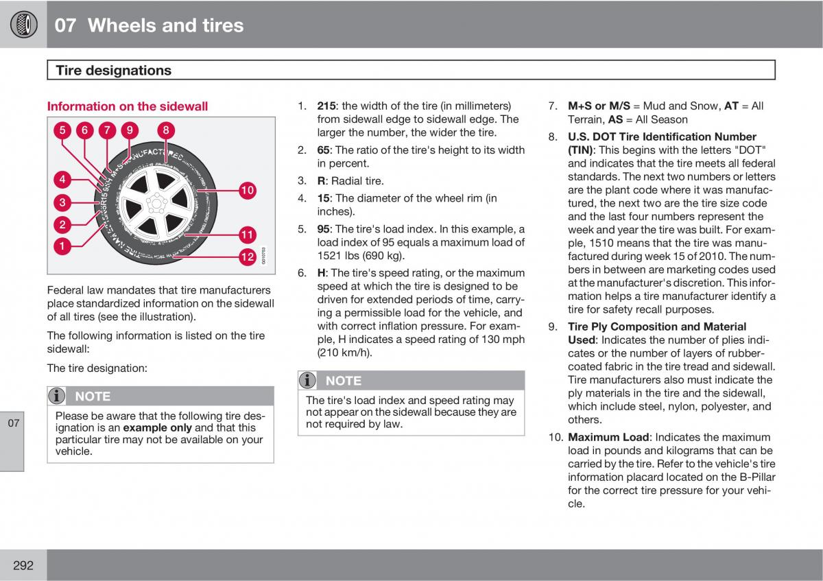 Volvo XC60 I 1 owners manual / page 292