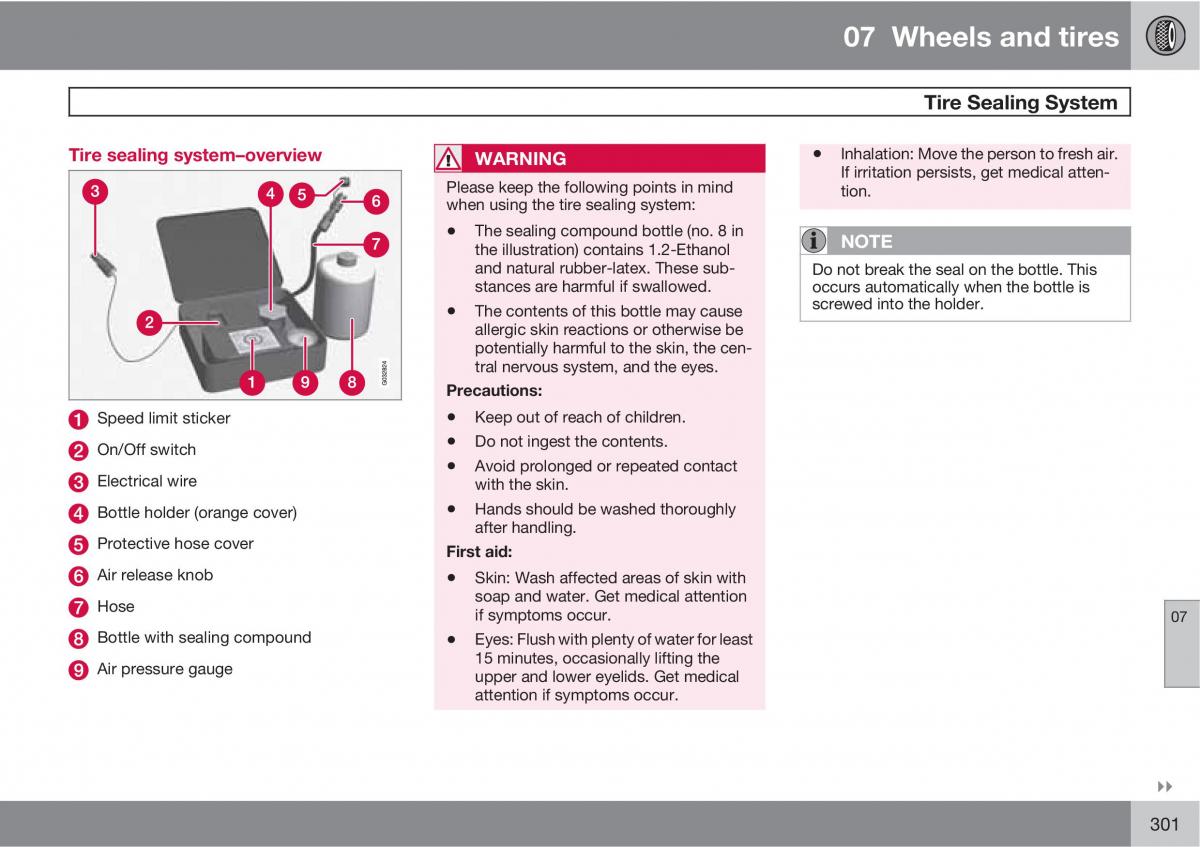 Volvo XC60 I 1 owners manual / page 301