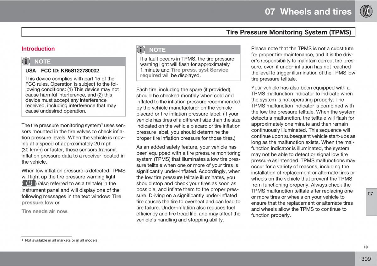 Volvo XC60 I 1 owners manual / page 309