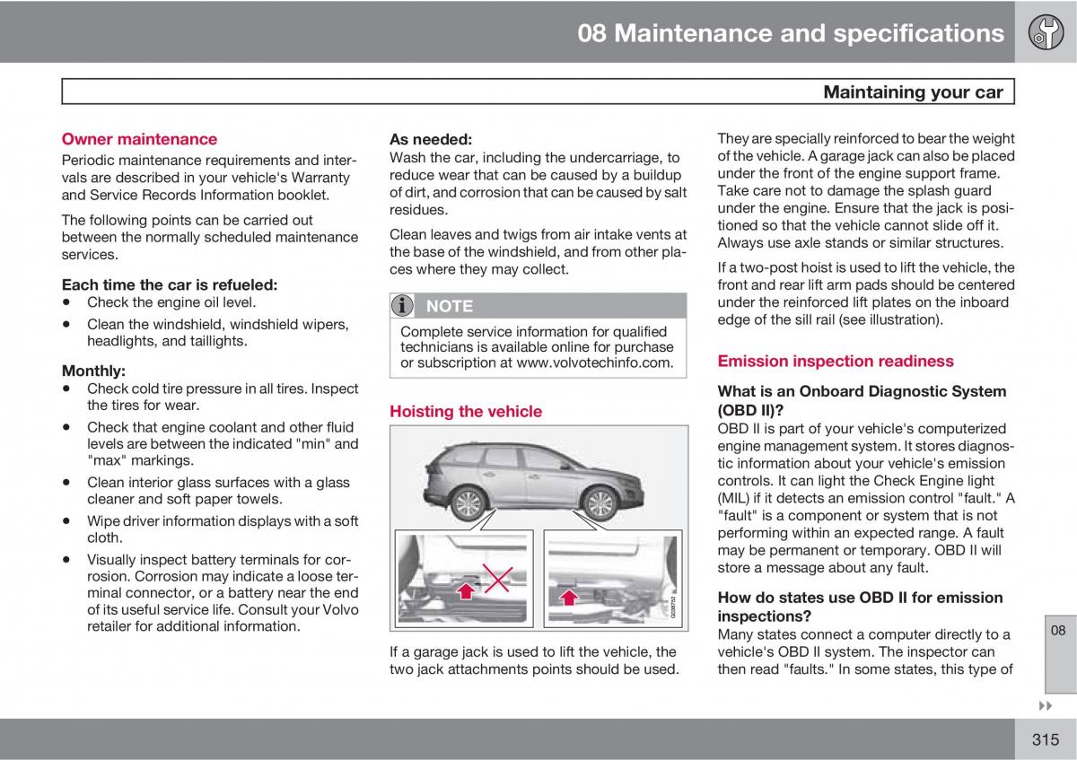 Volvo XC60 I 1 owners manual / page 315