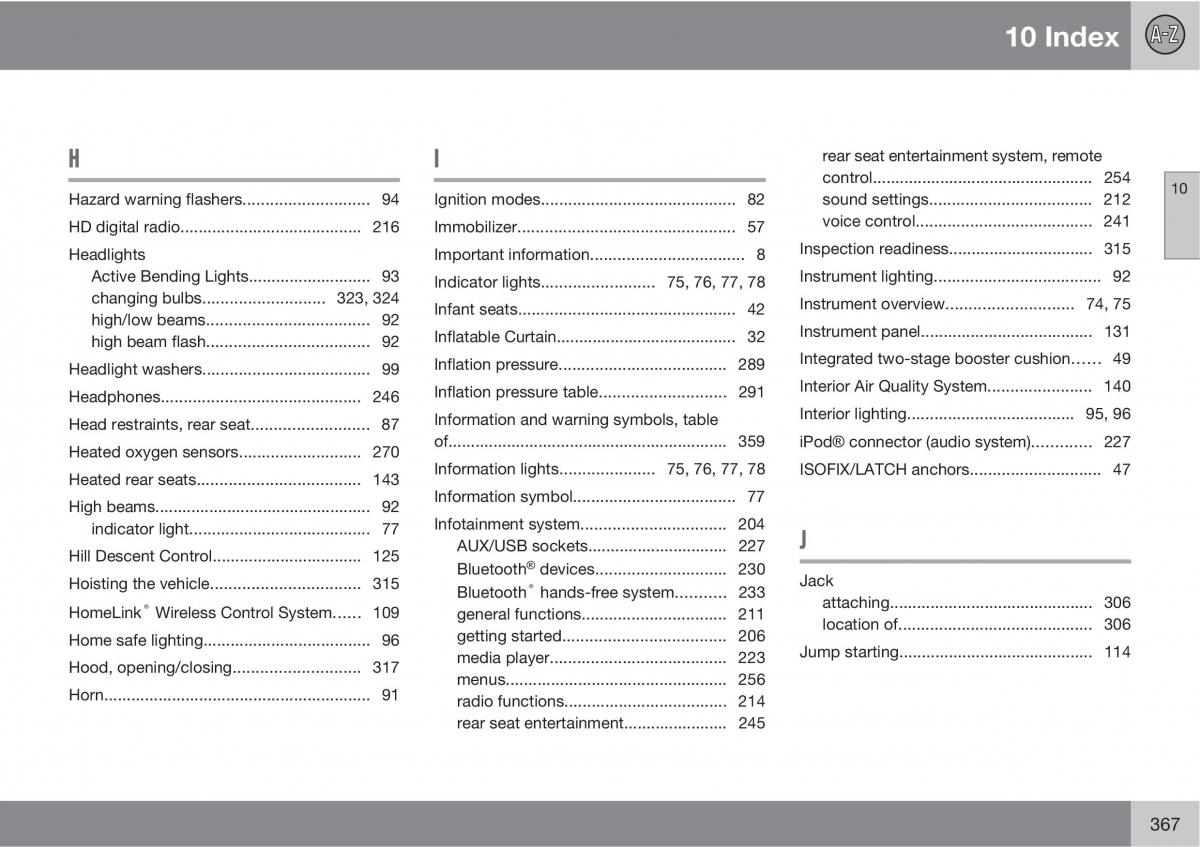 Volvo XC60 I 1 owners manual / page 367