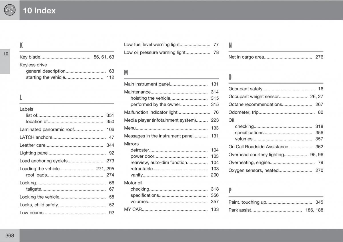 Volvo XC60 I 1 owners manual / page 368