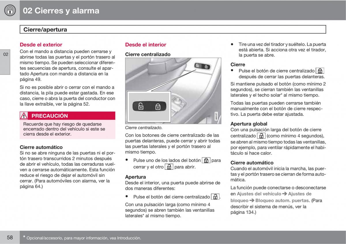 Volvo XC60 I 1 manual del propietario / page 58