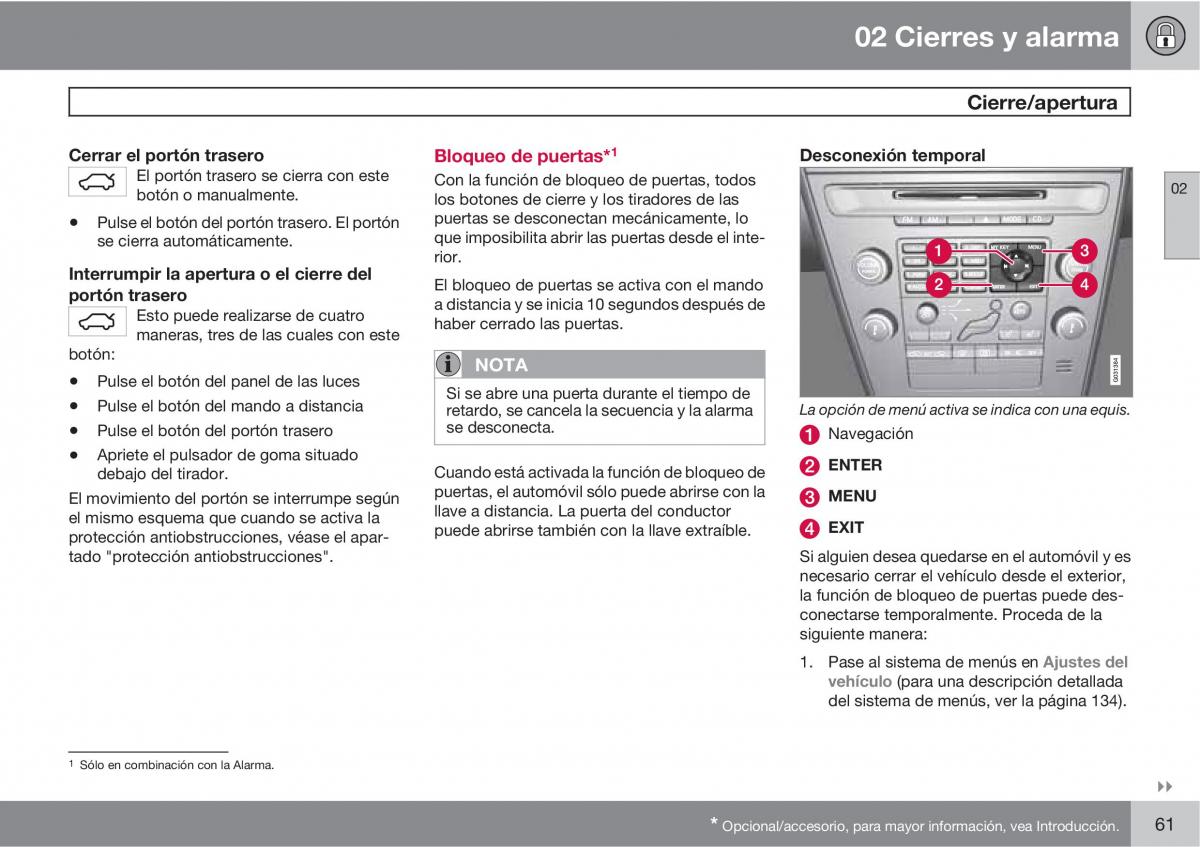 Volvo XC60 I 1 manual del propietario / page 61