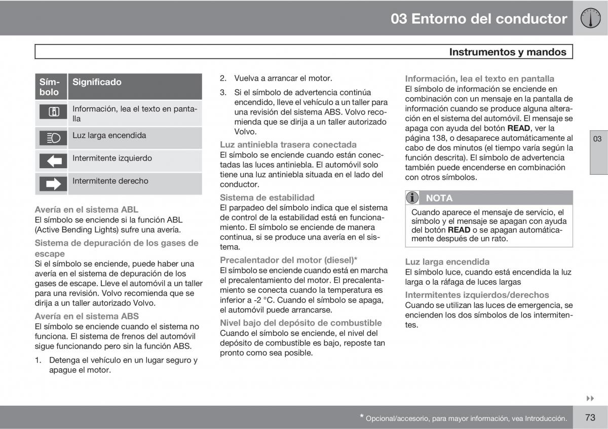 Volvo XC60 I 1 manual del propietario / page 73