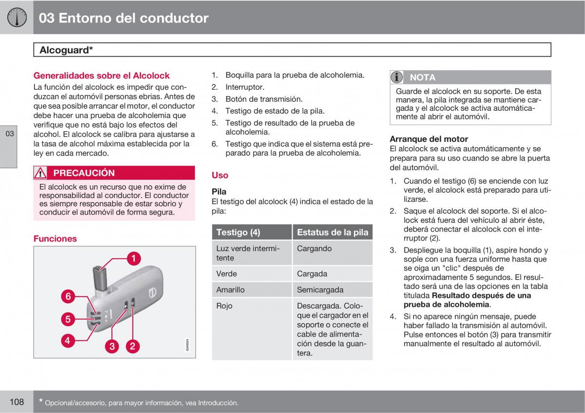 Volvo XC60 I 1 manual del propietario / page 108