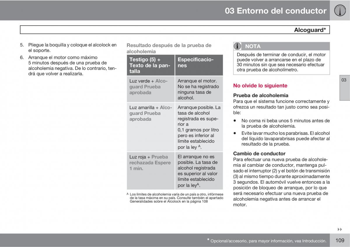 Volvo XC60 I 1 manual del propietario / page 109