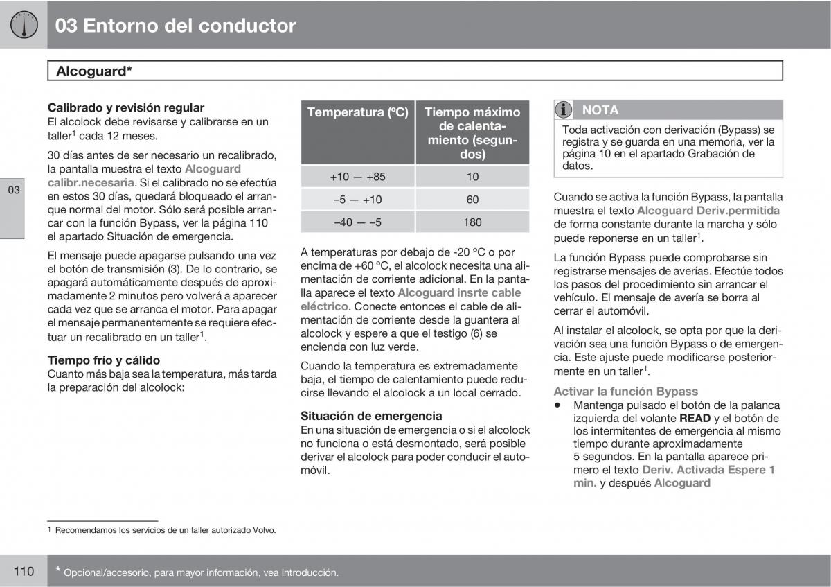 Volvo XC60 I 1 manual del propietario / page 110