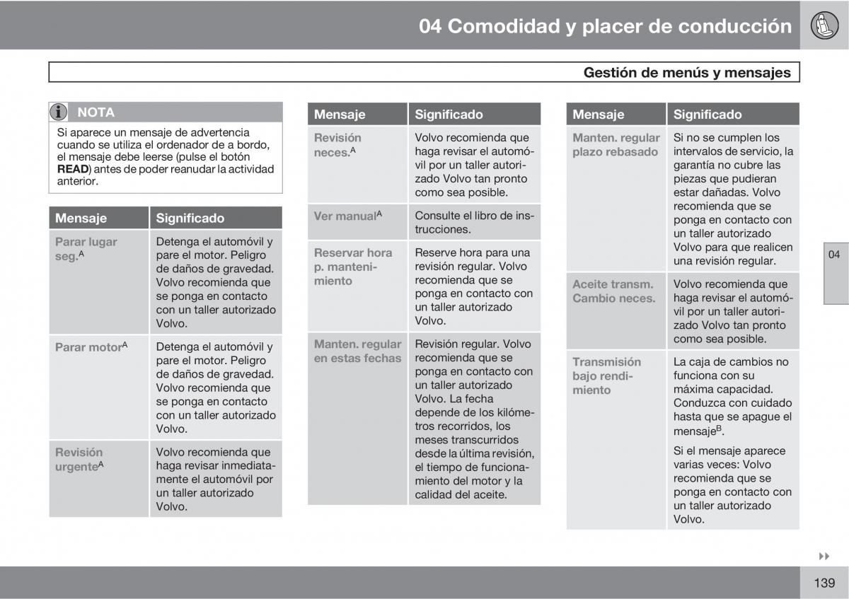 Volvo XC60 I 1 manual del propietario / page 139